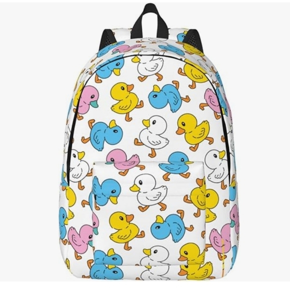 NWOT Walking Rubber Duck Large Capacity Canvas Casual Travel Backpack - Picture 1 of 8